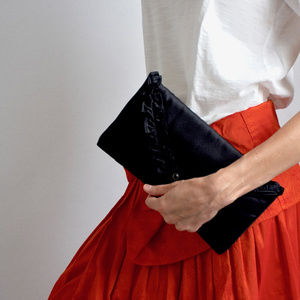 Black Silk & Black Rhinestone accent Clutch